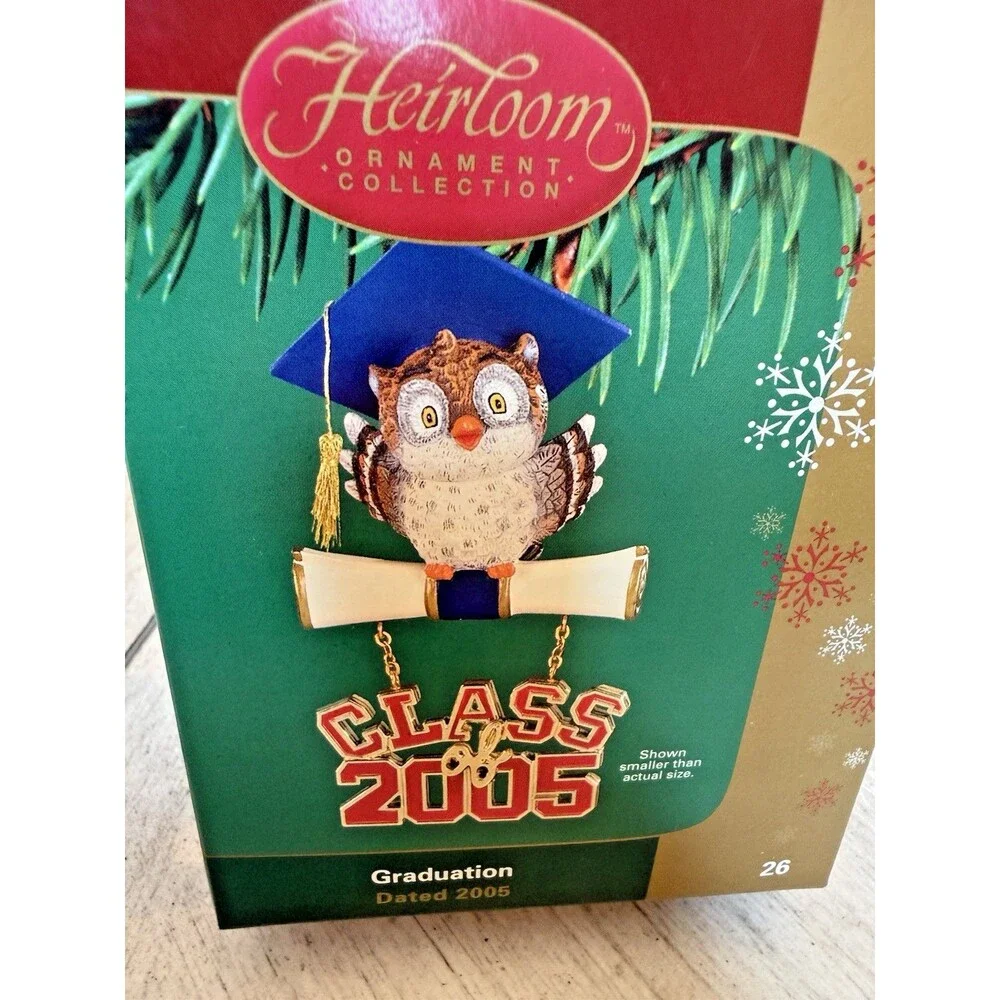 Carlton Cards Heirloom Owl Graduation Ornament Class of 2005 Vintage CXOR-026L‎
